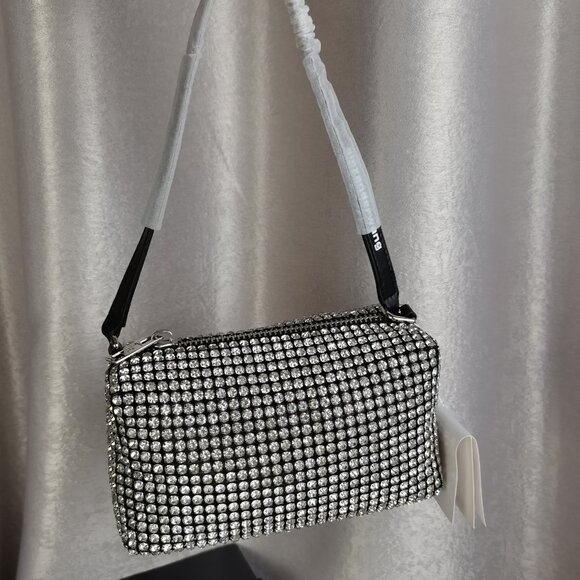 NEW Alexander Wang Rhinestone Bag in silver Authentic - Picture 1 of 14